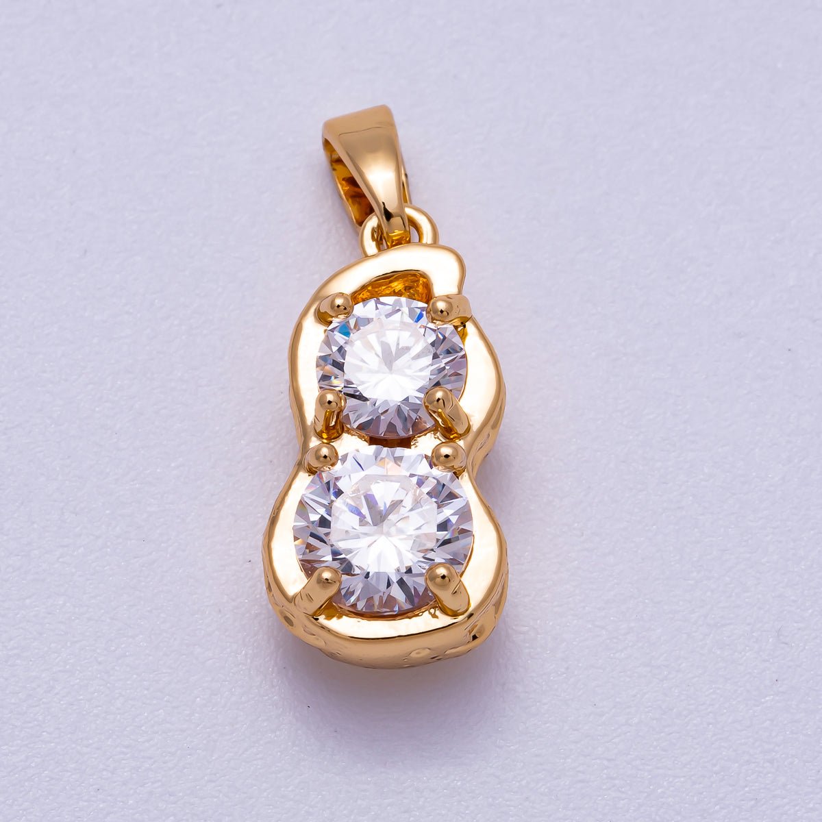 16K Gold Filled 18mm Clear CZ Bezel Double Eight Pendant | Charms - 00581 - DLUXCA