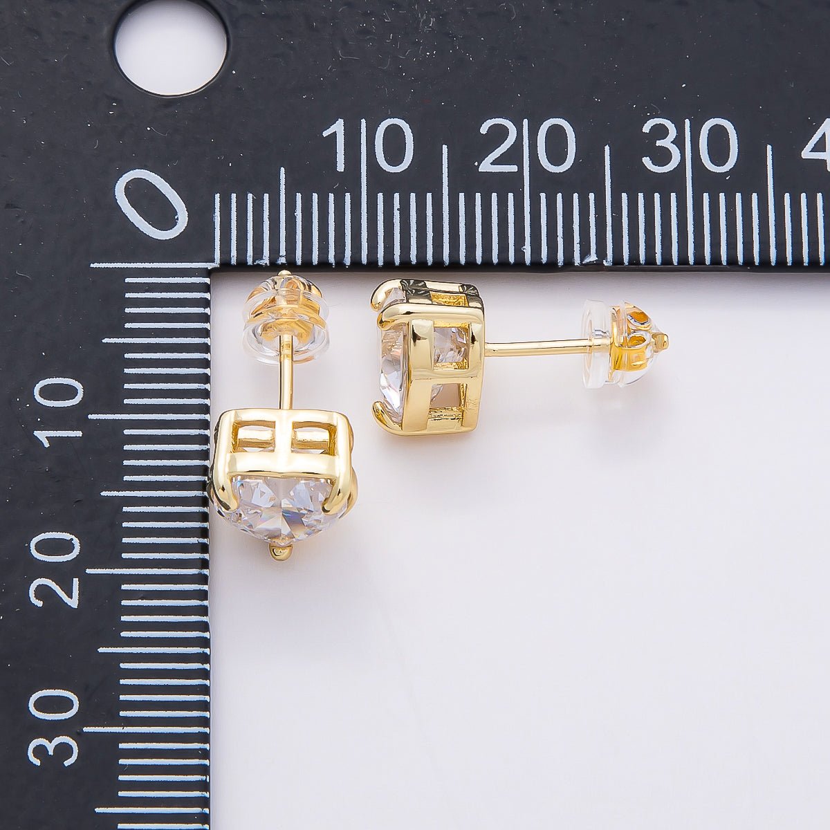 16K Gold Filled 18mm Clear CZ Heart Love Stud Earrings in Gold & Silver | Earrings - 00376 Earrings - 00377 - DLUXCA