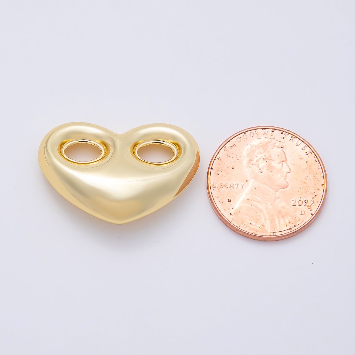16K Gold Filled 18mm Heart Mariner Chubby Link Finding in Gold & Silver | Findings-00236 Findings-00237 - DLUXCA