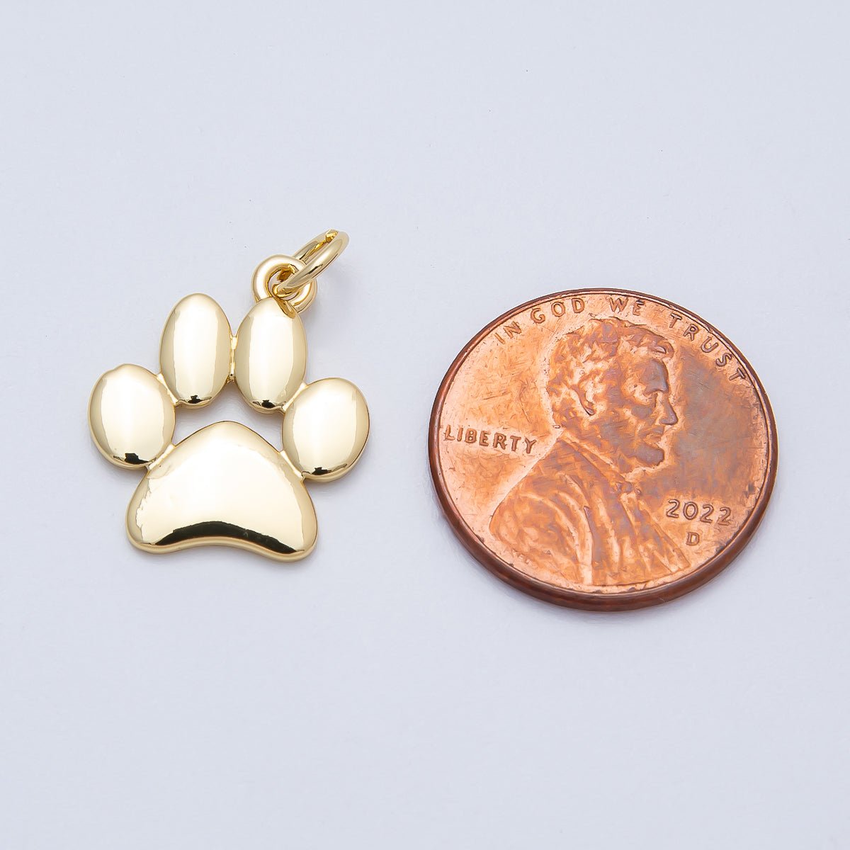 16K Gold Filled 18mm Minimalist Animal Pet Paw Print Charm | Charms - 00474 - DLUXCA