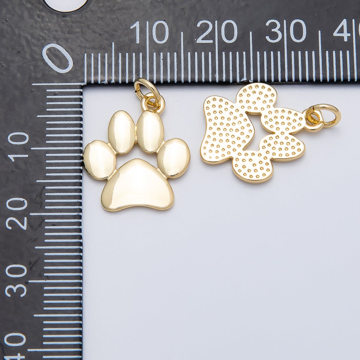 16K Gold Filled 18mm Minimalist Animal Pet Paw Print Charm | Charms - 00474 - DLUXCA