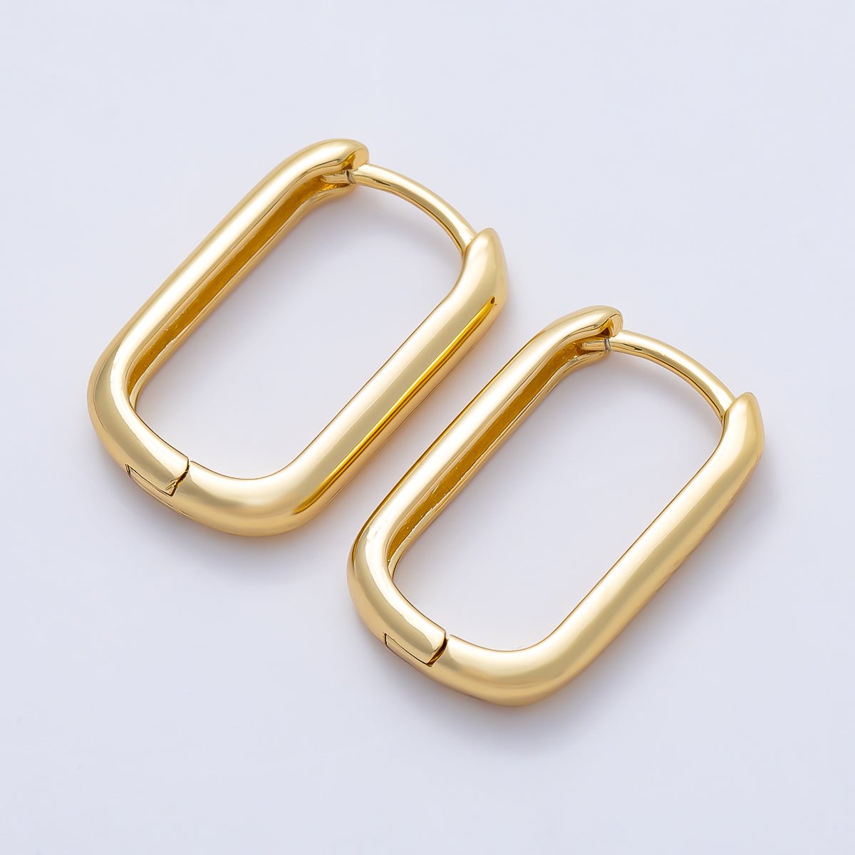 16K Gold Filled 18mm Minimalist Oblong Hoop | Earrings-00646 - DLUXCA