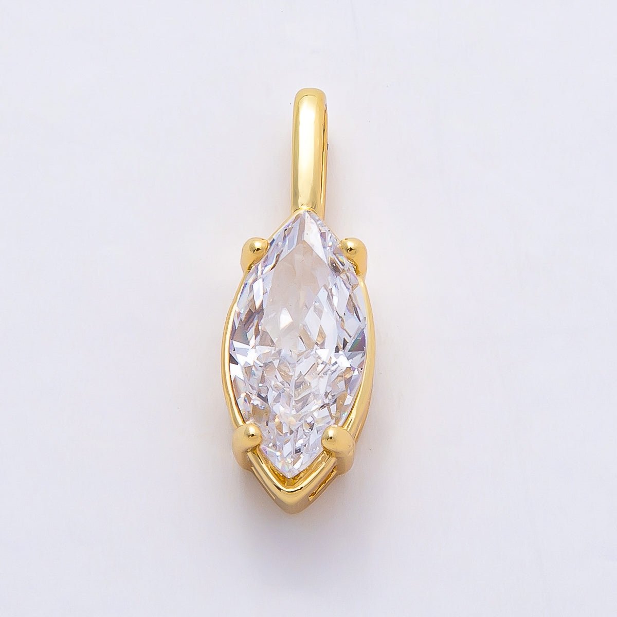 16K Gold Filled 19mm Clear CZ Marquise Solitaire Pendant | Charms - 00824 - DLUXCA