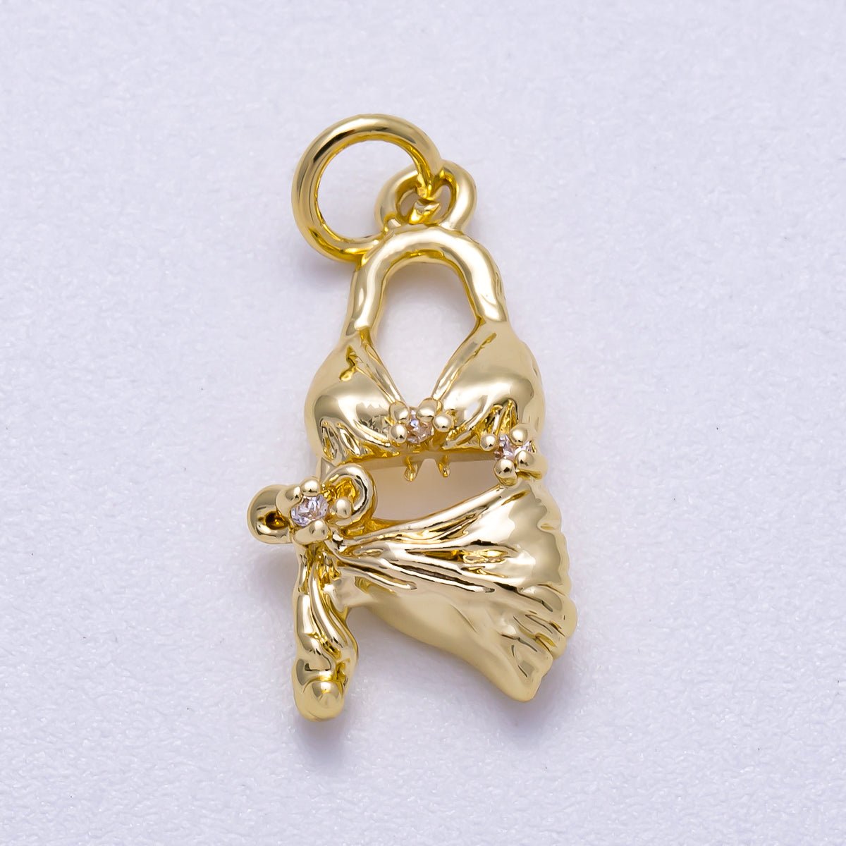 16K Gold Filled 19mm Clear CZ Summer Beach Bikini 3D Multidimensional Charm | Charms - 00631 - DLUXCA