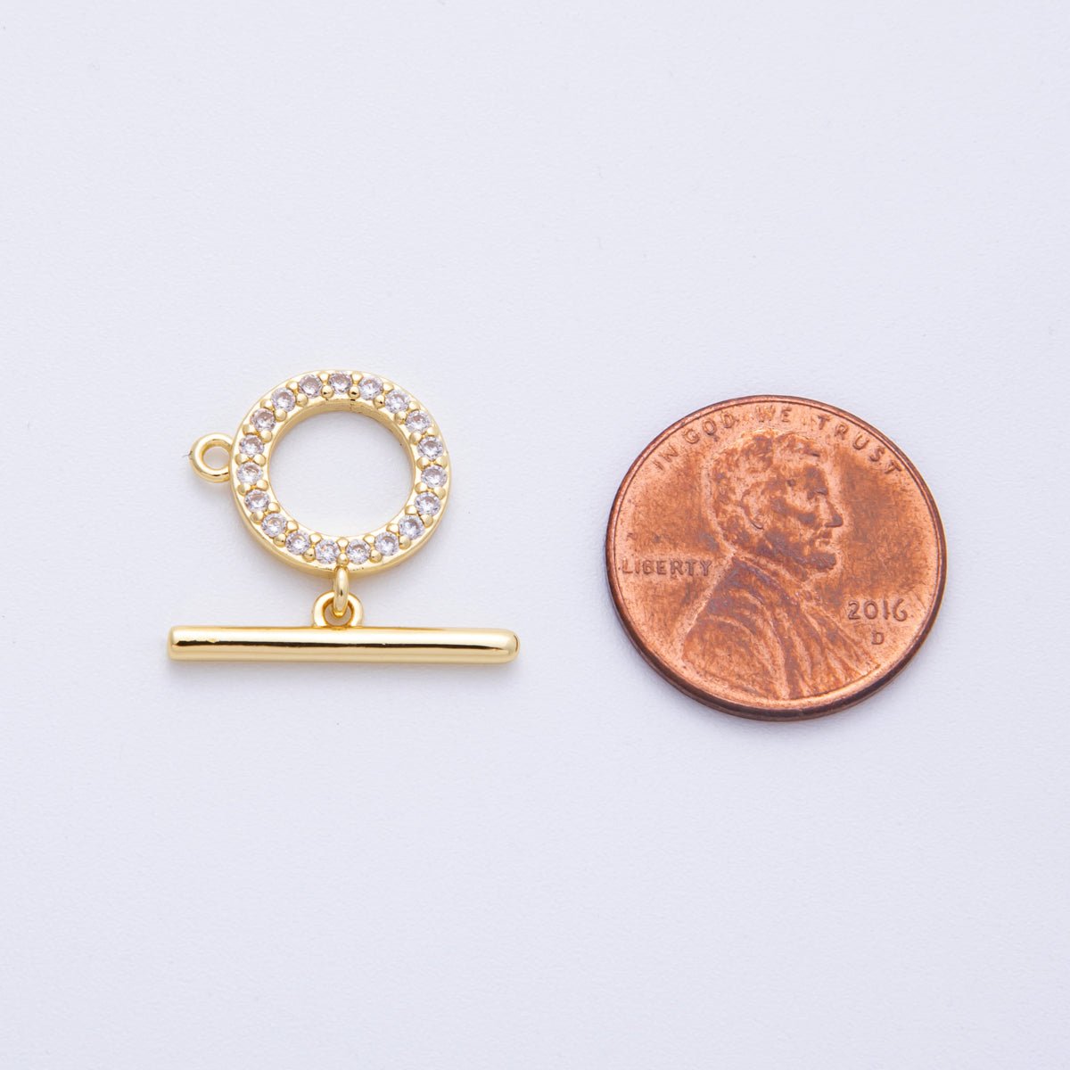 16K Gold Filled 19mm Micro Paved CZ Round Loop Toggle Clasp Finding | Findings - 00028 - DLUXCA