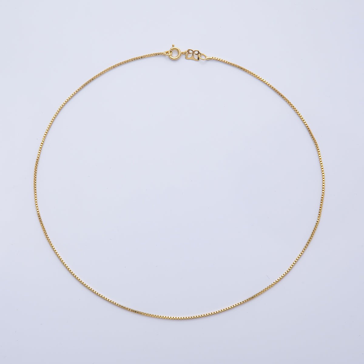 16K Gold Filled 1mm Minimalist Box Chain 16 Inch Choker Necklace | WA - 04188 - DLUXCA