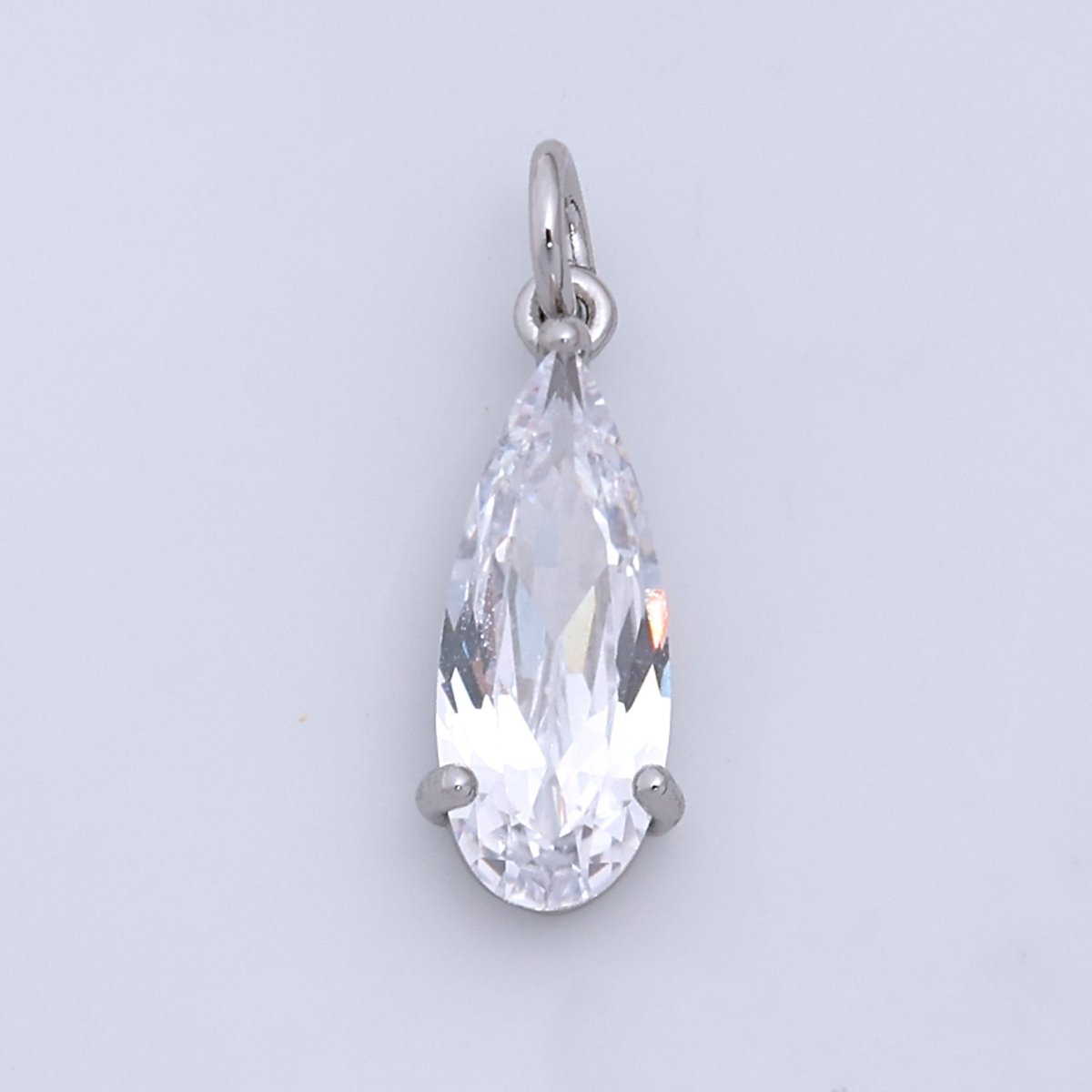16K Gold Filled 20mm Clear CZ Teardrop Add - On Charm in Gold & Silver | N963 - DLUXCA