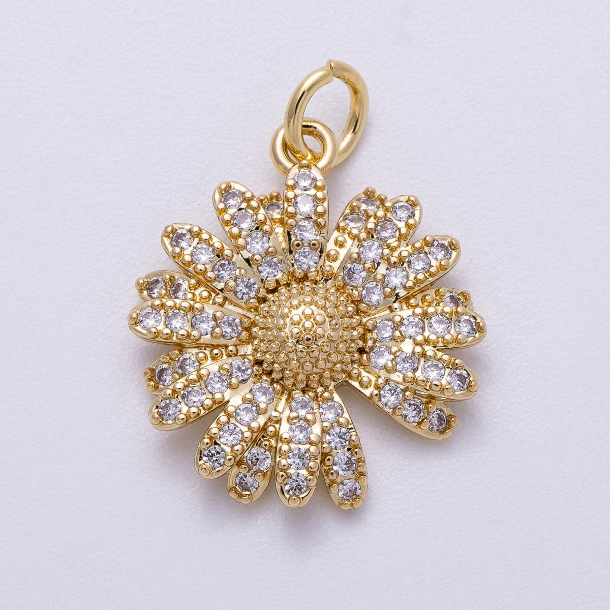 16K Gold Filled 20mm Micro Paved CZ Daisy Flower Charm | Charms - 00564 - DLUXCA