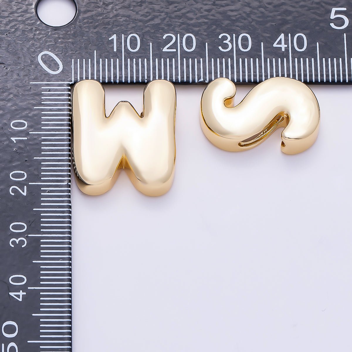 16K Gold Filled 20mm Minimalist Chubby Initial Letter A-Z Alphabet Personalized Bead | Beads-00414 ~ Beads-00439 - DLUXCA