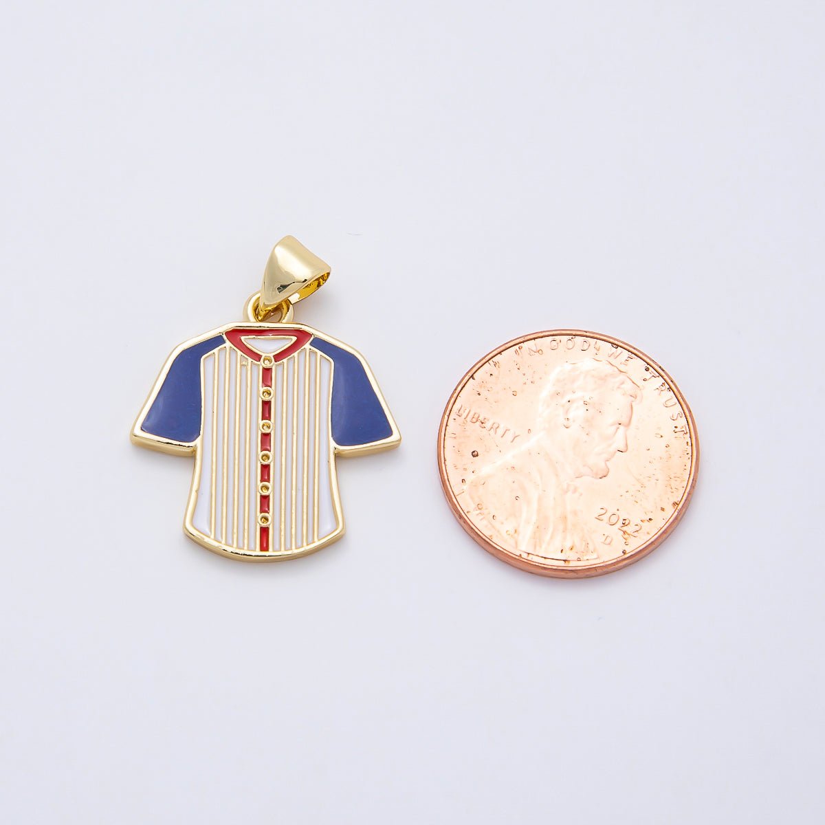 16K Gold Filled 20mm Multicolor Enamel Sport Jersey Pendant | Charms-011110 - DLUXCA