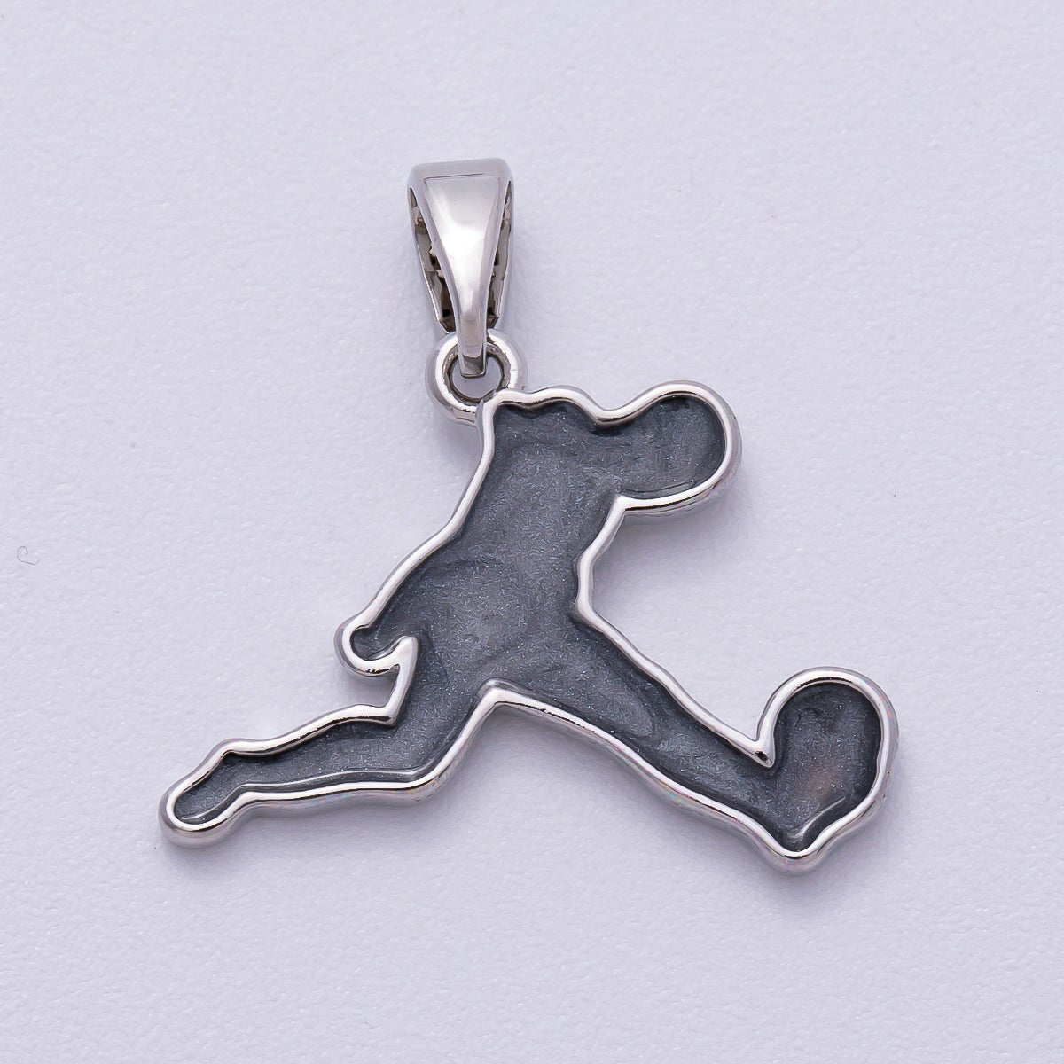 16K Gold Filled 20mm Soccer Athlete World Cup Player Silhouette Enamel Pendant in Gold & Silver | Charms - 00490 - Charms - 00491 - DLUXCA