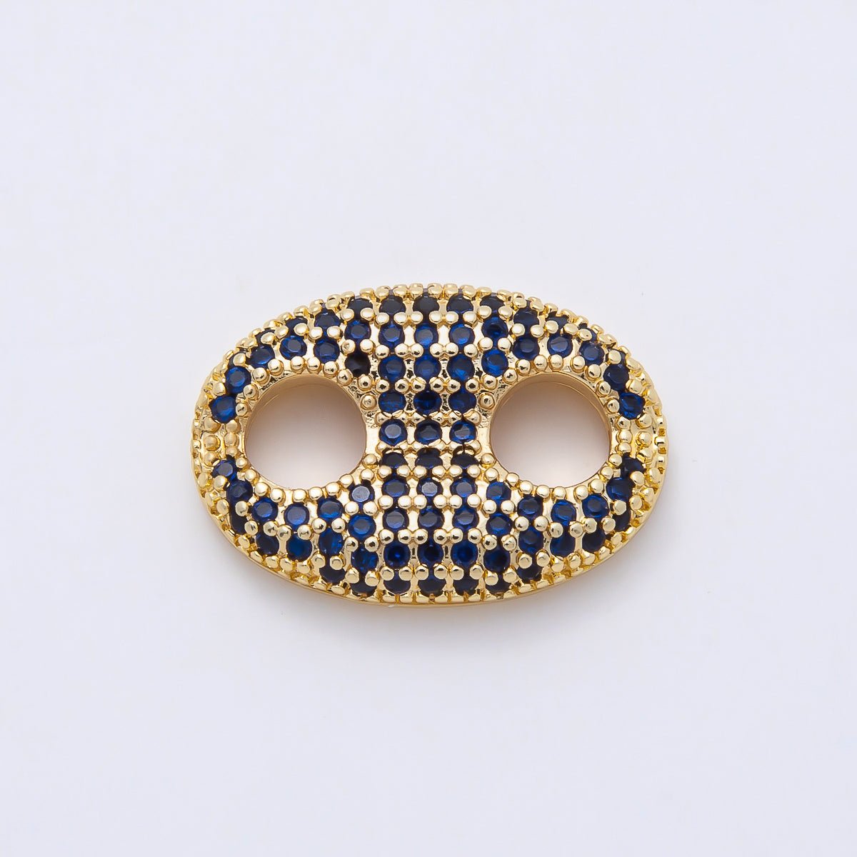 16K Gold Filled 20mm x 15mm Birthstone Micro Paved CZ Anchor Mariner Link | Findings-00343 ~ Findings-00354. - DLUXCA