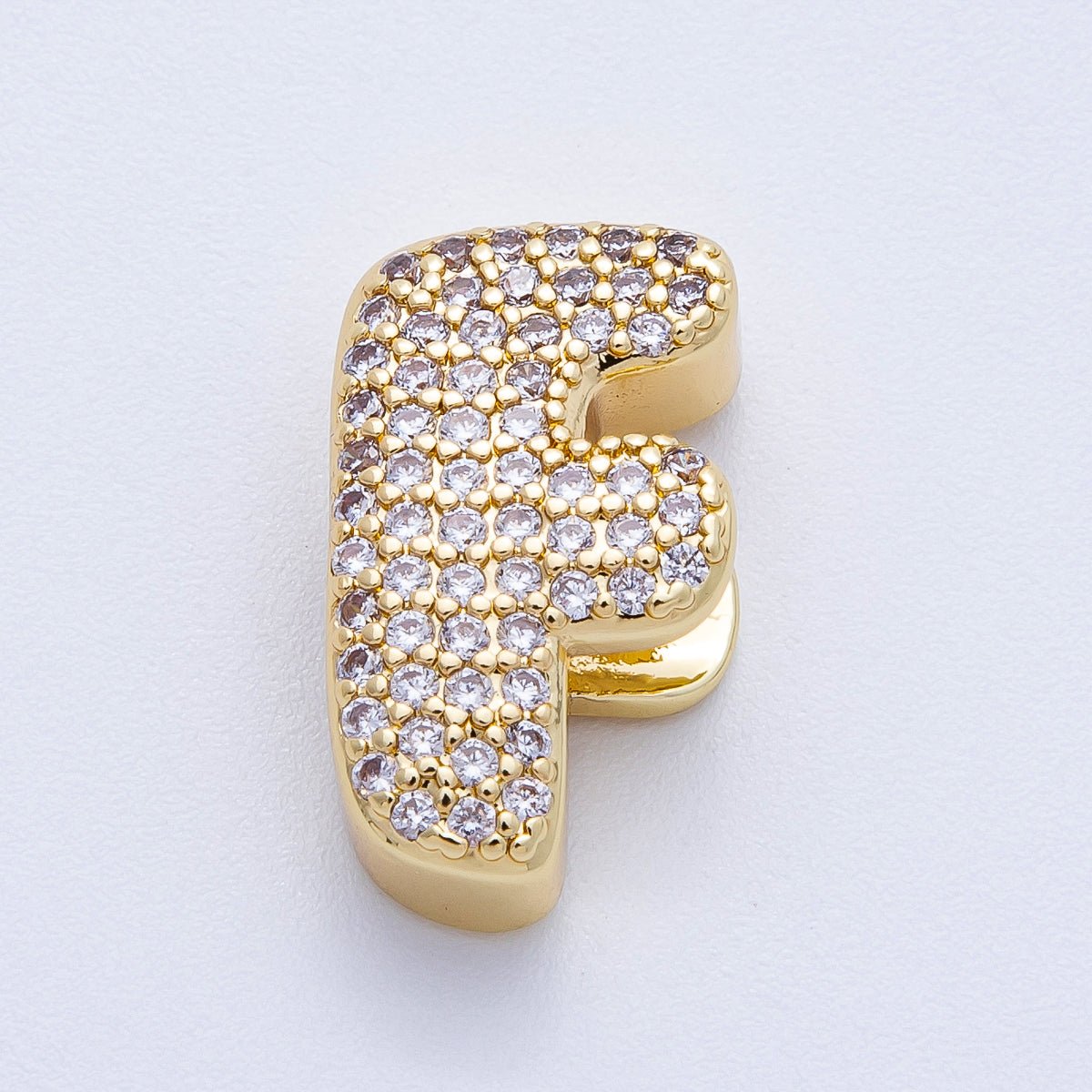16K Gold Filled 21mm Chubby Micro Paved CZ Initial Letter A - Z Alphabet Personalized Bead for Cord Jewelry | Beads - 00167 - Beads - 00192 - DLUXCA