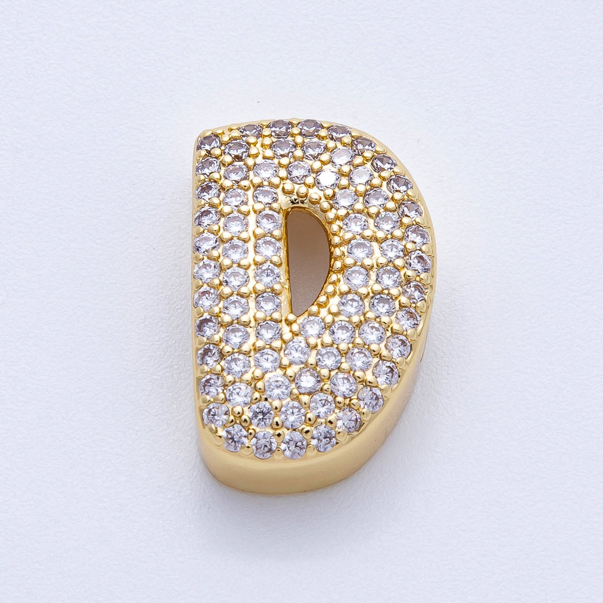 16K Gold Filled 21mm Chubby Micro Paved CZ Initial Letter A - Z Alphabet Personalized Bead for Cord Jewelry | Beads - 00167 - Beads - 00192 - DLUXCA