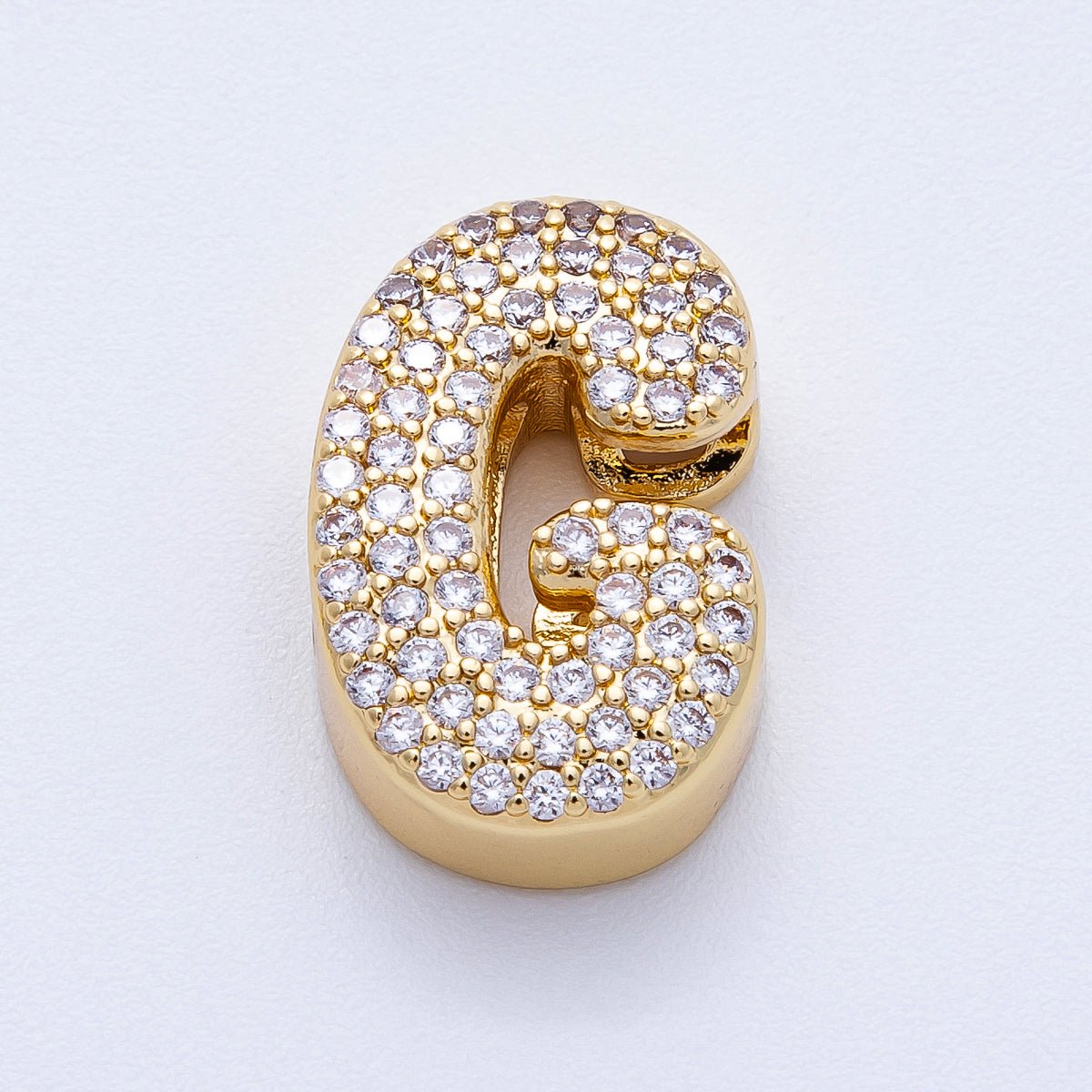 16K Gold Filled 21mm Chubby Micro Paved CZ Initial Letter A - Z Alphabet Personalized Bead for Cord Jewelry | Beads - 00167 - Beads - 00192 - DLUXCA