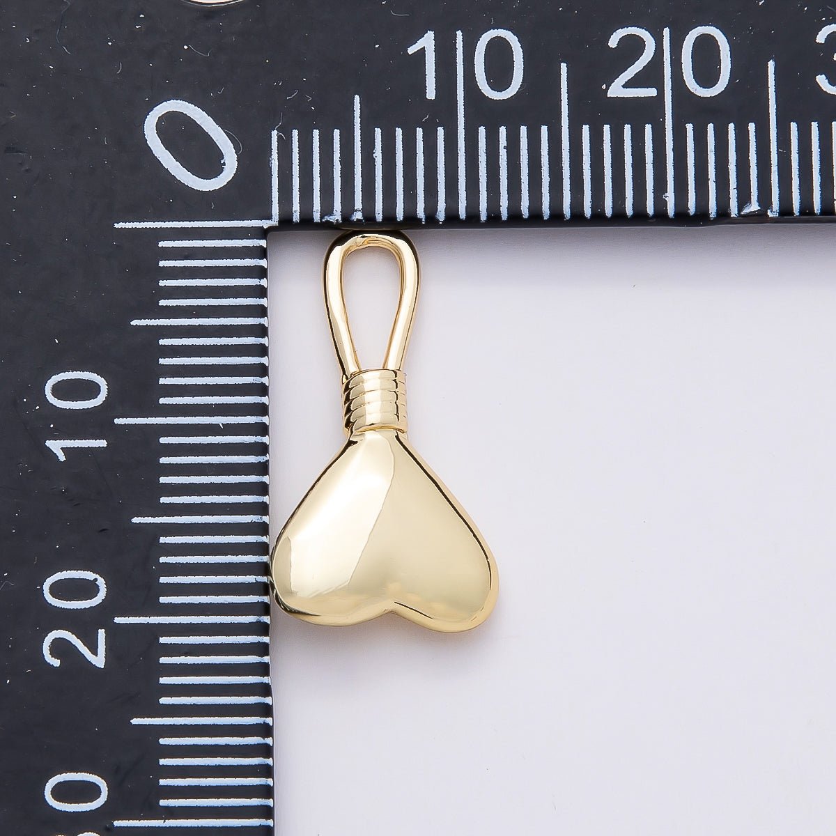 16K Gold Filled 21mm Minimalist Chubby Heart Charm | Charms - 00849 - DLUXCA
