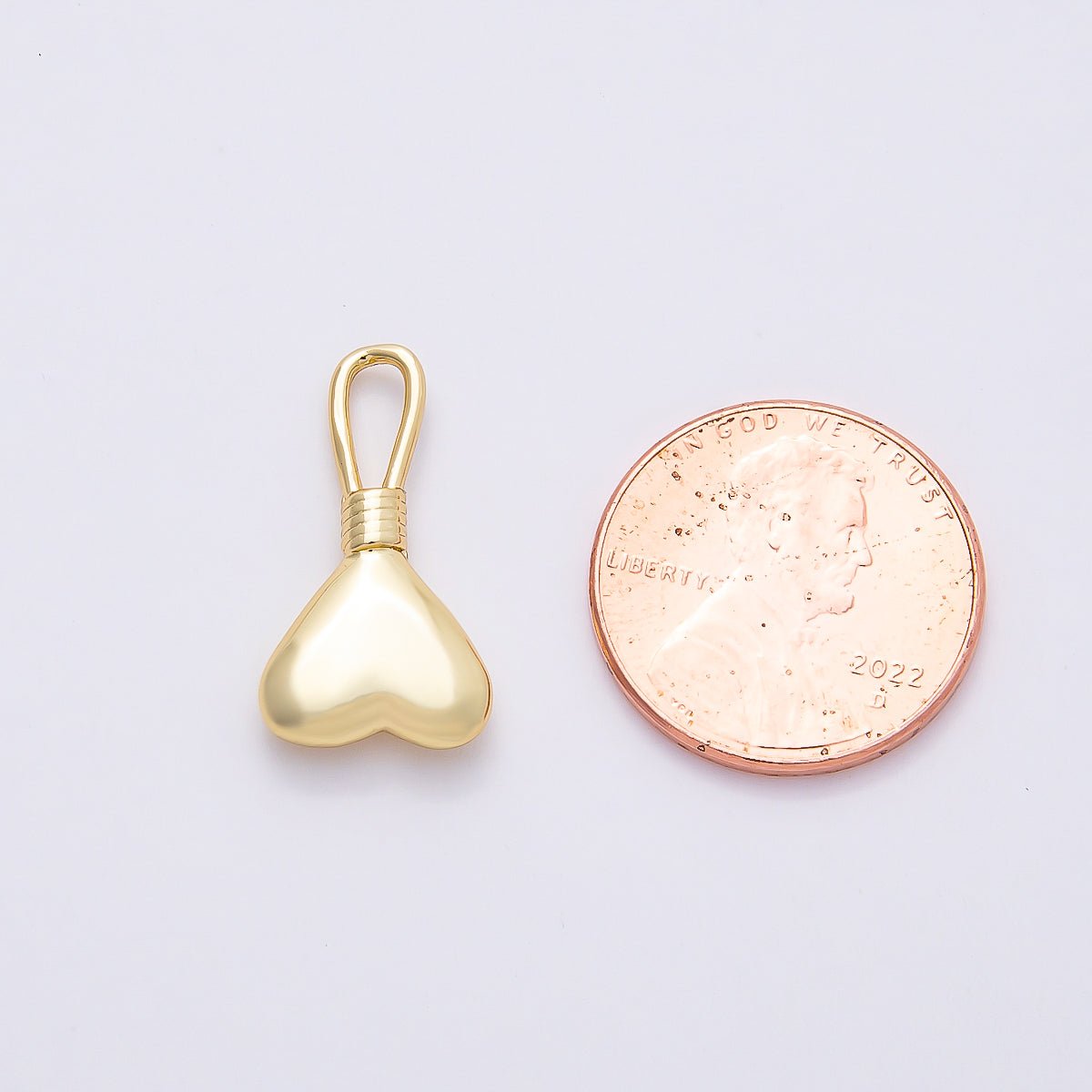 16K Gold Filled 21mm Minimalist Chubby Heart Charm | Charms - 00849 - DLUXCA