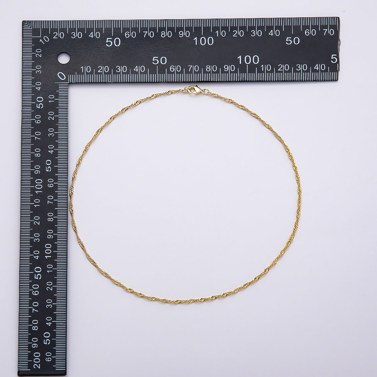 16K Gold Filled 2.1mm Minimalist Singapore Chain 15 Inch, 18 Inch Necklace | WA - 04482 WA - 04483 - DLUXCA