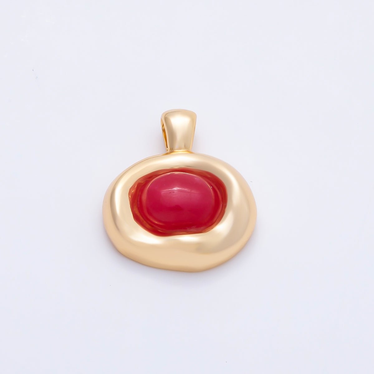 16K Gold Filled 22mm Birthstone Cabochon Gemstone Oval Molten Bezel Pendant | Charms-00867 ~ Charms-00873 - DLUXCA