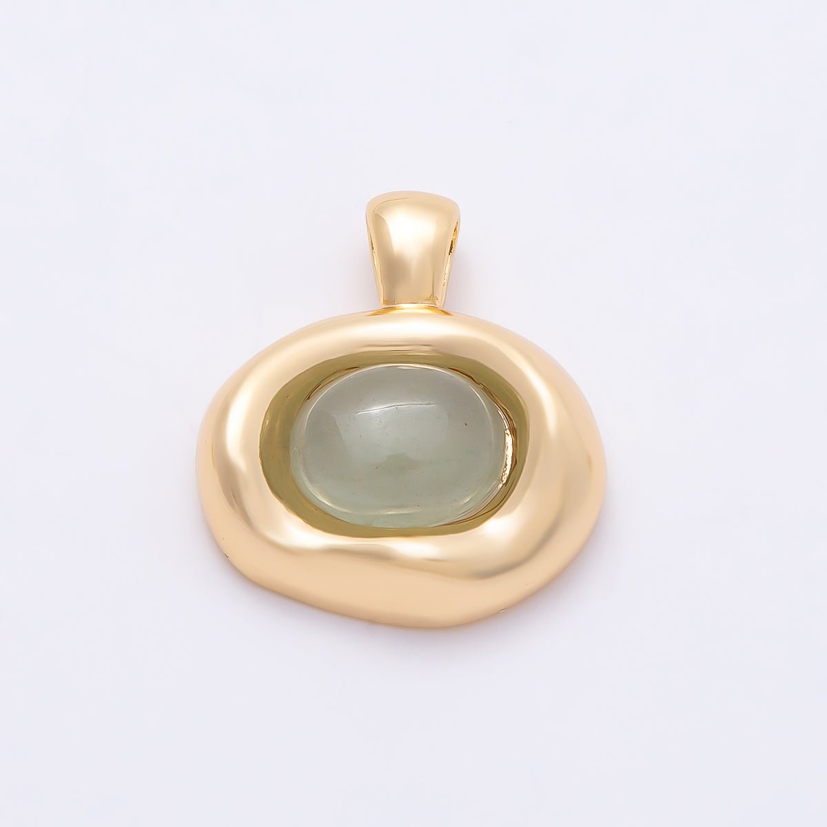 16K Gold Filled 22mm Cabochon Gemstone Oval Molten Bezel Pendant | Charms - 00867 ~ Charms - 00873 - DLUXCA