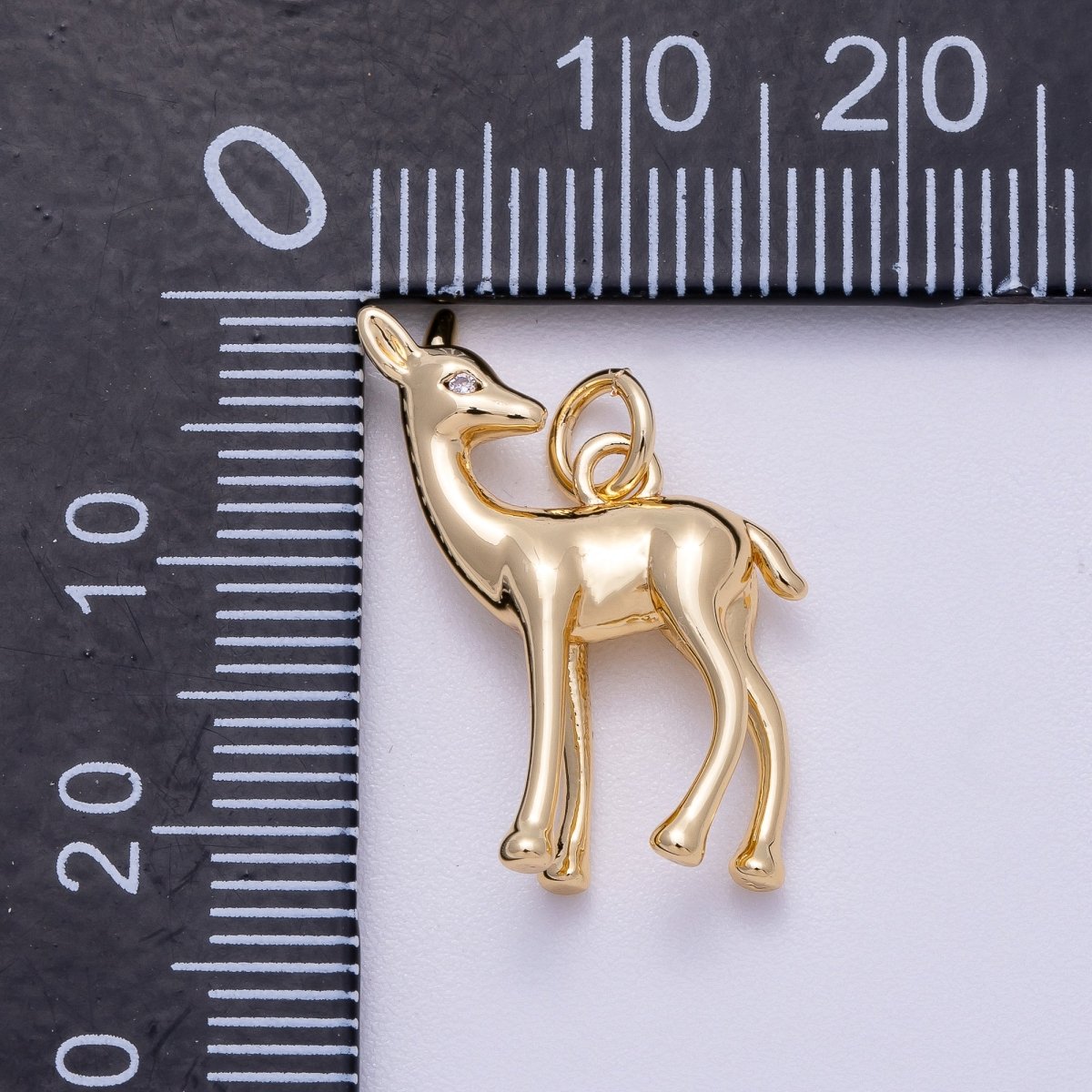16K Gold Filled 22mm Fawn Deer Forest Animal Minimalist 3D Multidimensional Charm in Gold & Silver | Charms - 00606 Charms - 00607 - DLUXCA