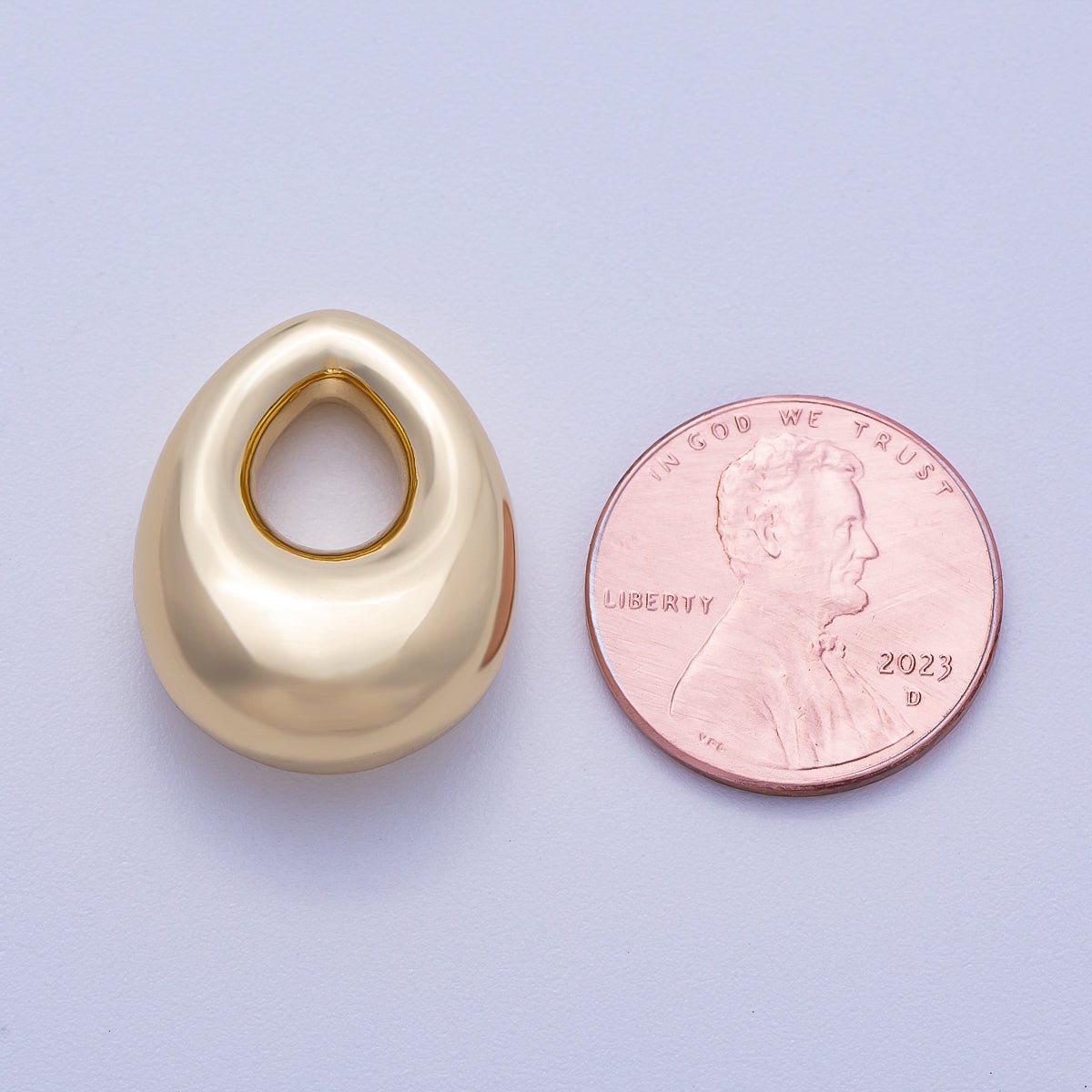 16K Gold Filled 22mm Minimalist Chubby Geometric Teardrop Bead Pendant | BEADS - 00235 - DLUXCA