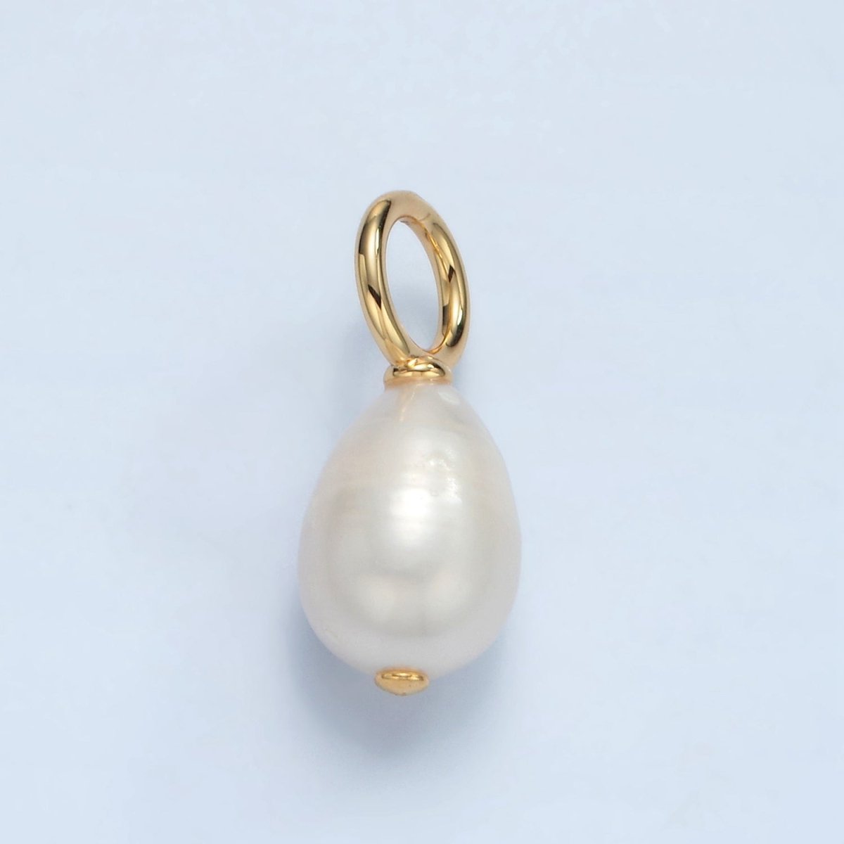 16K Gold Filled 22mm White Ringed Freshwater Pearl Drop Pendant | P1869 - DLUXCA
