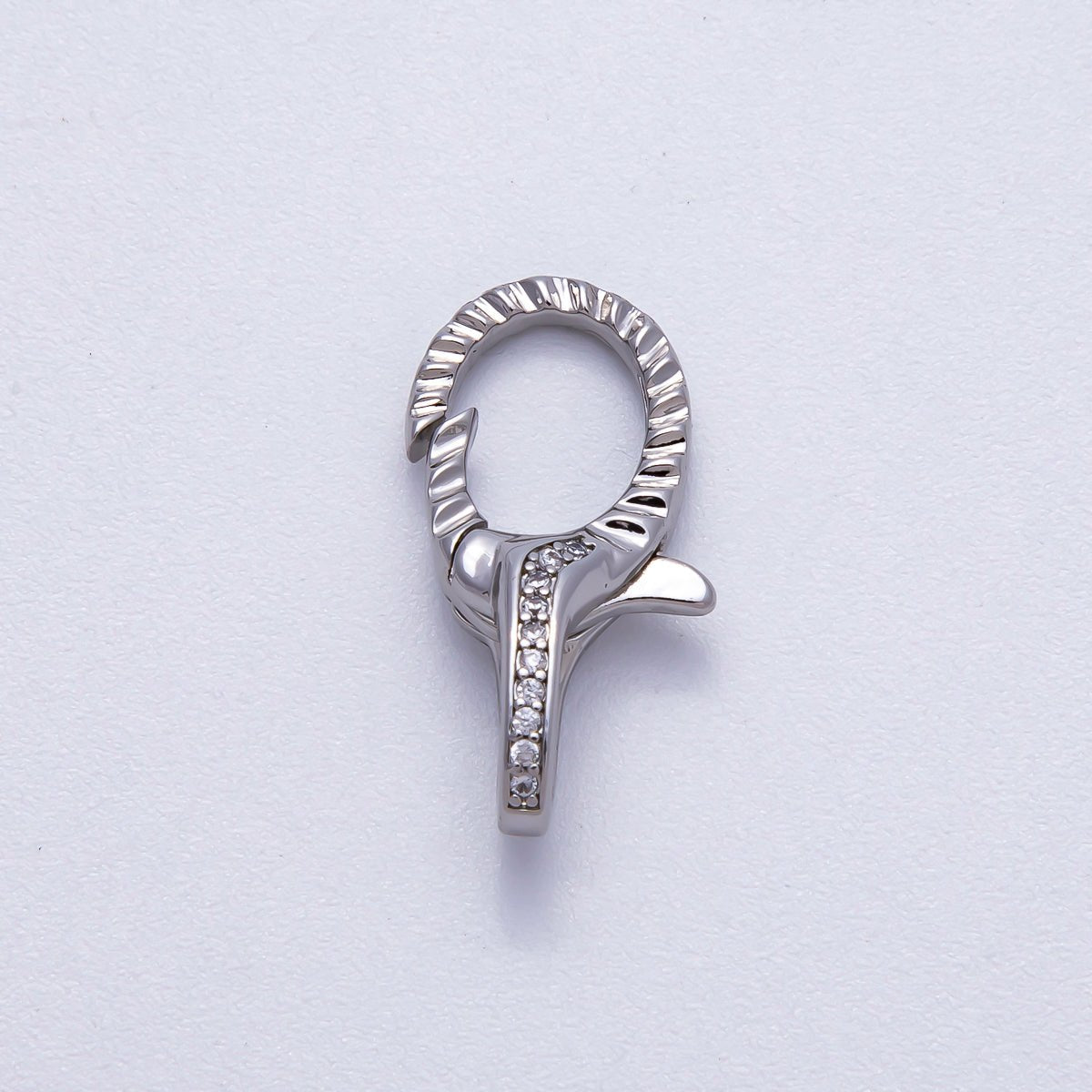 16K Gold Filled 23mm Micro Paved CZ Textured Lobster Claw Clasps in Silver & Gold | Findings - 00160 Findings - 00163 - DLUXCA