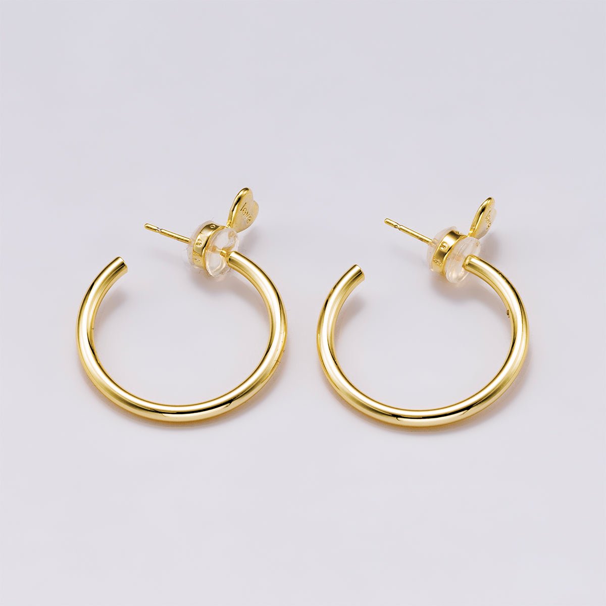 16K Gold Filled 25mm, 35mm. 50mm Minimalist C - Shaped Hoop Earrings | Earrings - 00315 ~ Earrings - 00317 - DLUXCA