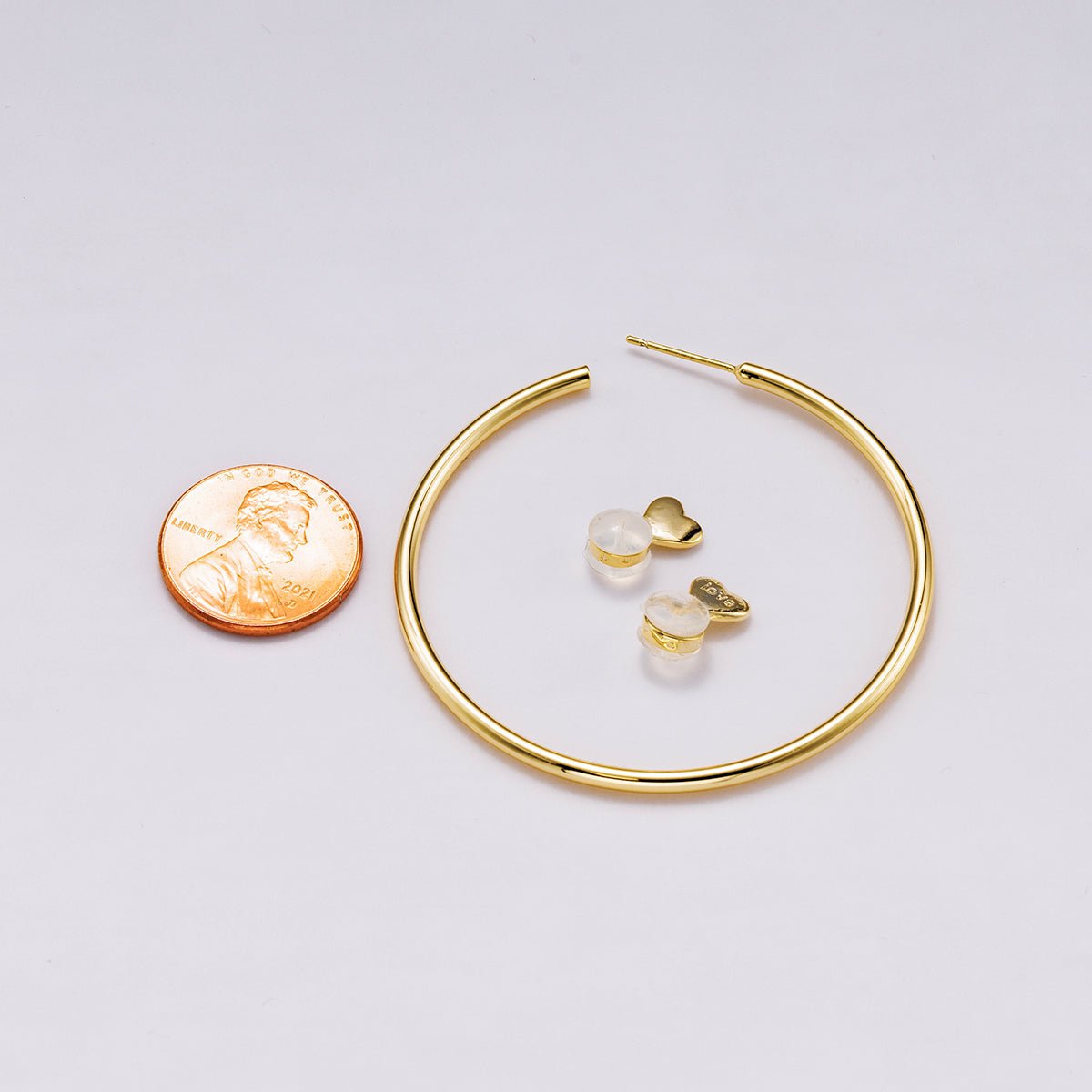 16K Gold Filled 25mm, 35mm. 50mm Minimalist C - Shaped Hoop Earrings | Earrings - 00315 ~ Earrings - 00317 - DLUXCA