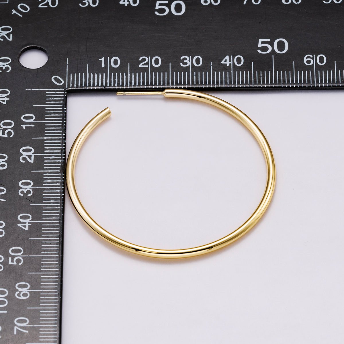 16K Gold Filled 25mm, 35mm. 50mm Minimalist C - Shaped Hoop Earrings | Earrings - 00315 ~ Earrings - 00317 - DLUXCA