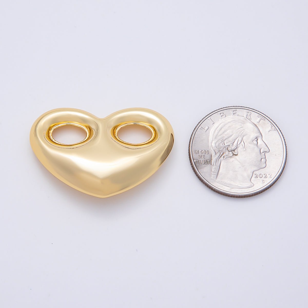 16K Gold Filled 25mm Heart Mariner Chubby Link Finding in Gold & Silver | Findings-00234 Findings-00235 - DLUXCA