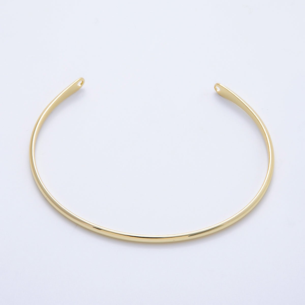 16K Gold Filled 2.5mm Plain Tube Cuff Unfinished Half Bangle Bracelet | WA - 04459 - DLUXCA