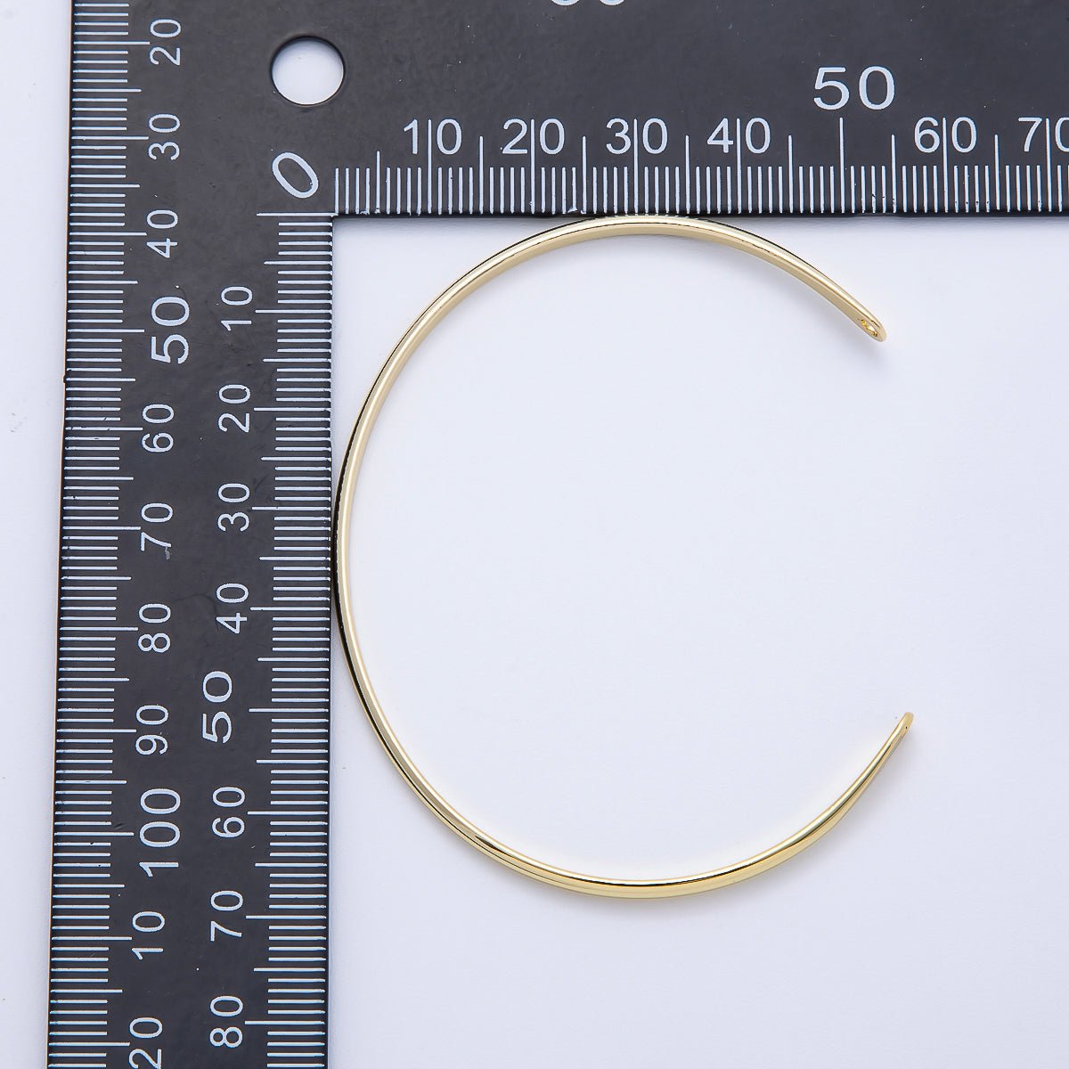 16K Gold Filled 2.5mm Plain Tube Cuff Unfinished Half Bangle Bracelet | WA - 04459 - DLUXCA