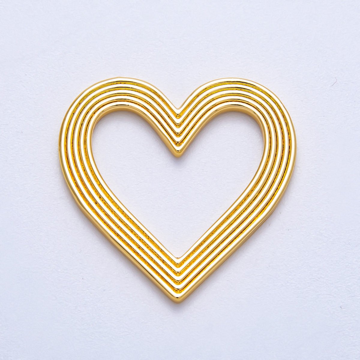 16K Gold Filled 26mm Ribbed Open Heart Charm Findings | Findings - 00152 - DLUXCA