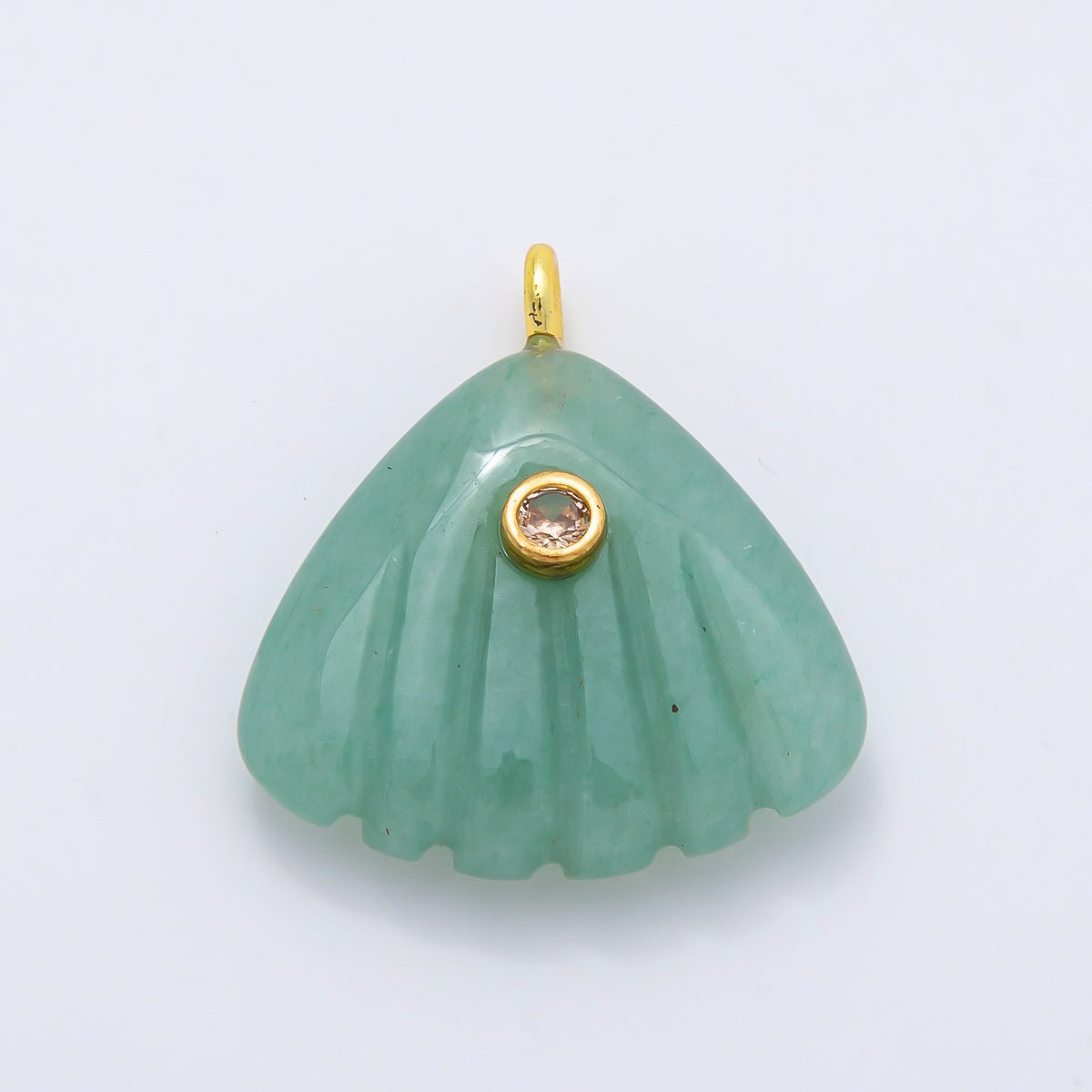 16K Gold Filled 27mm Multicolor CZ Embedded Gemstone Scallop Sea Shell Pendant | Charms-01047 ~ Charms-01052 - DLUXCA
