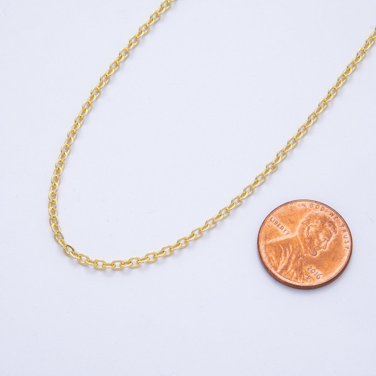 16K Gold Filled 2.7mm x 2.3mm Cable Unfinished Chain by Yard | Roll - 01847 - DLUXCA