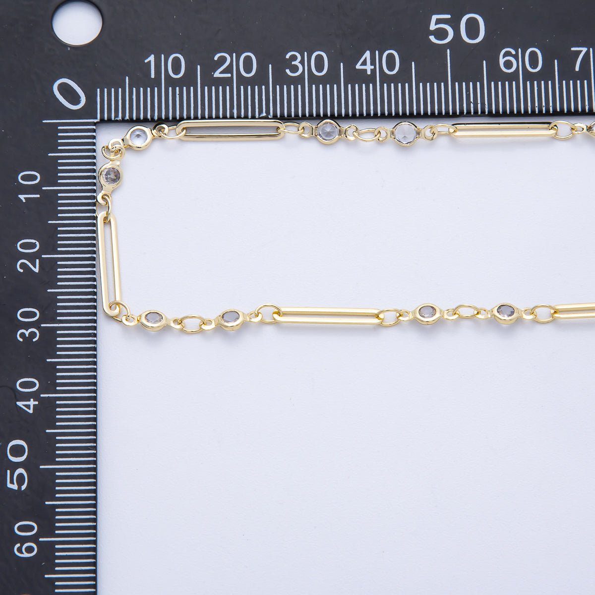 16K Gold Filled 2.8mm Clear CZ Round Paperclip Unfinished Chain by Yard | Roll - 01842 - DLUXCA