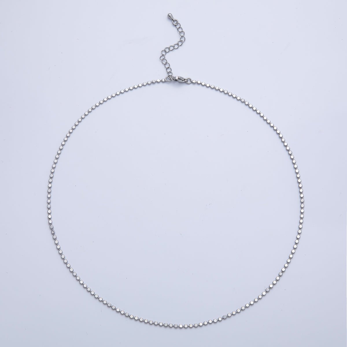 16K Gold Filled 2mm Minimalist Bead Bar Chain 17.5 Inch Necklace in Gold & Silver | WA - 3264 WA - 3862 - DLUXCA