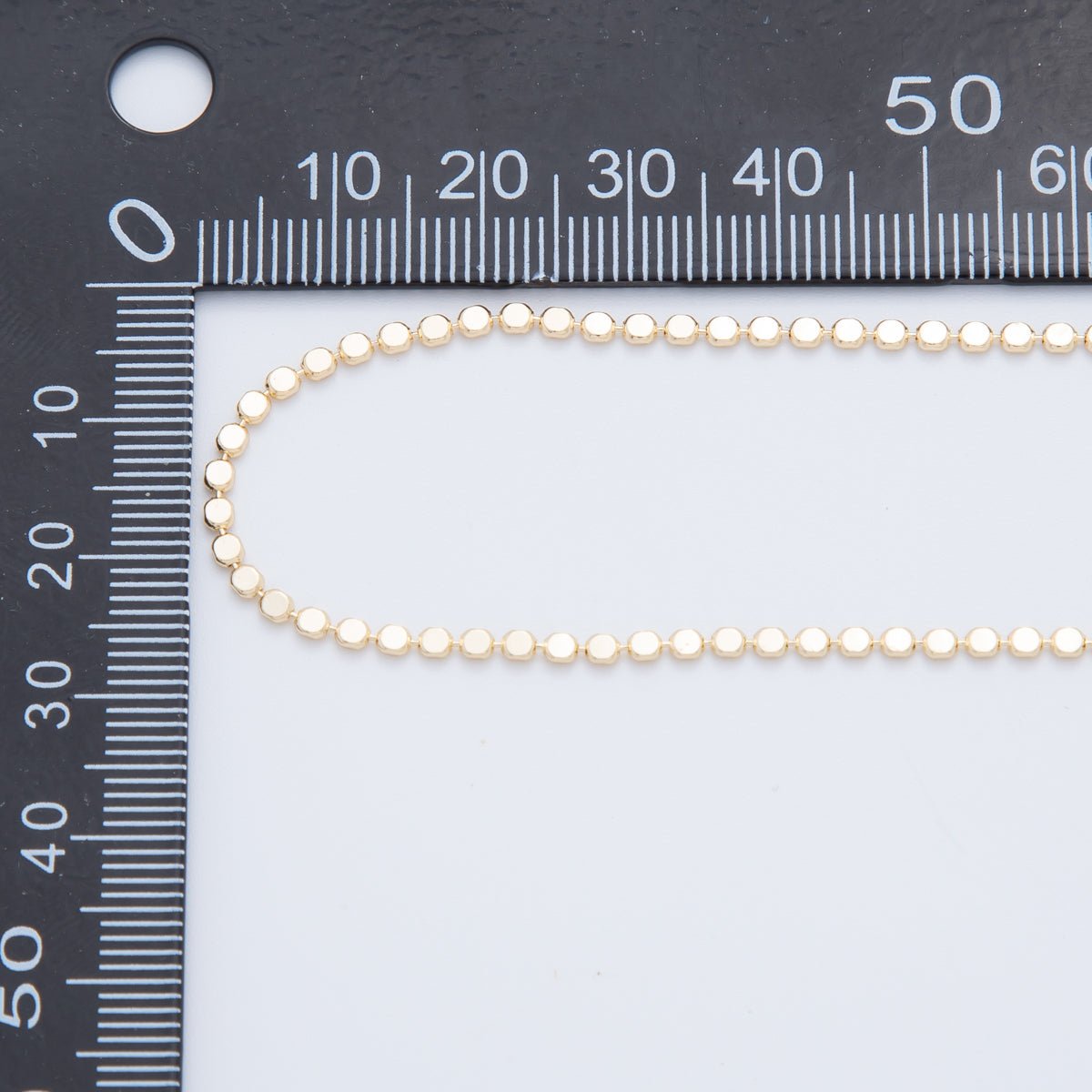 16K Gold Filled 2mm Minimalist Bead Bar Chain 17.5 Inch Necklace | WA - 3264 - DLUXCA