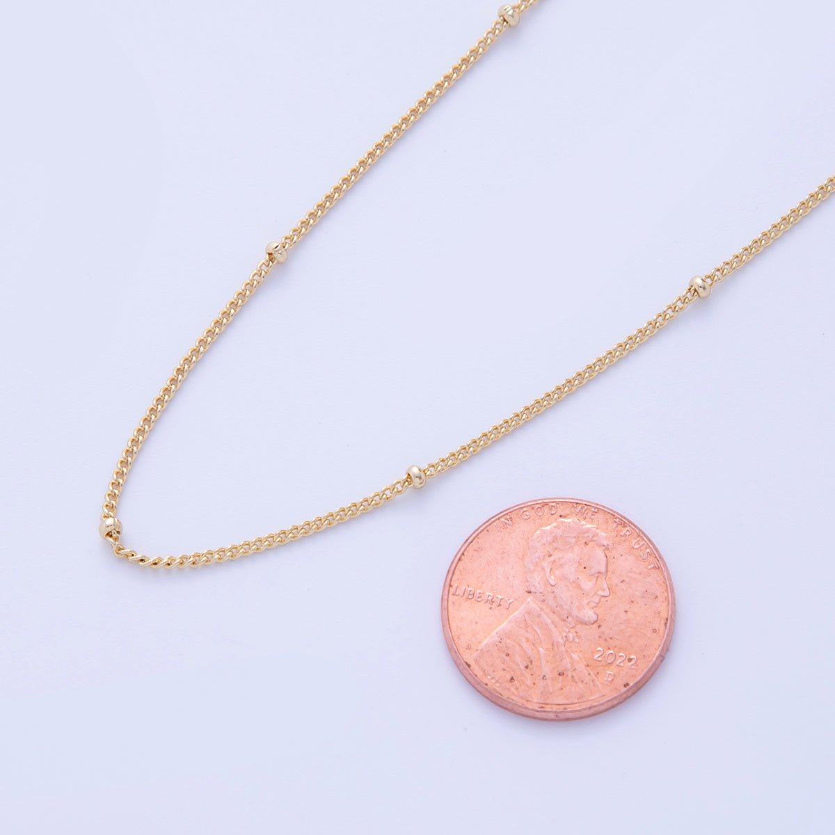 16K Gold Filled 2mm Minimalist Curb Satellite Unfinished Chain by Yard | Roll - 1575 - DLUXCA