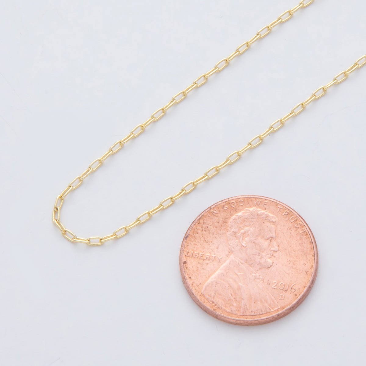 16K Gold Filled 2mm Minimalist Mini Paperclip Unfinished Chain by Yard | Roll - 1560 - DLUXCA