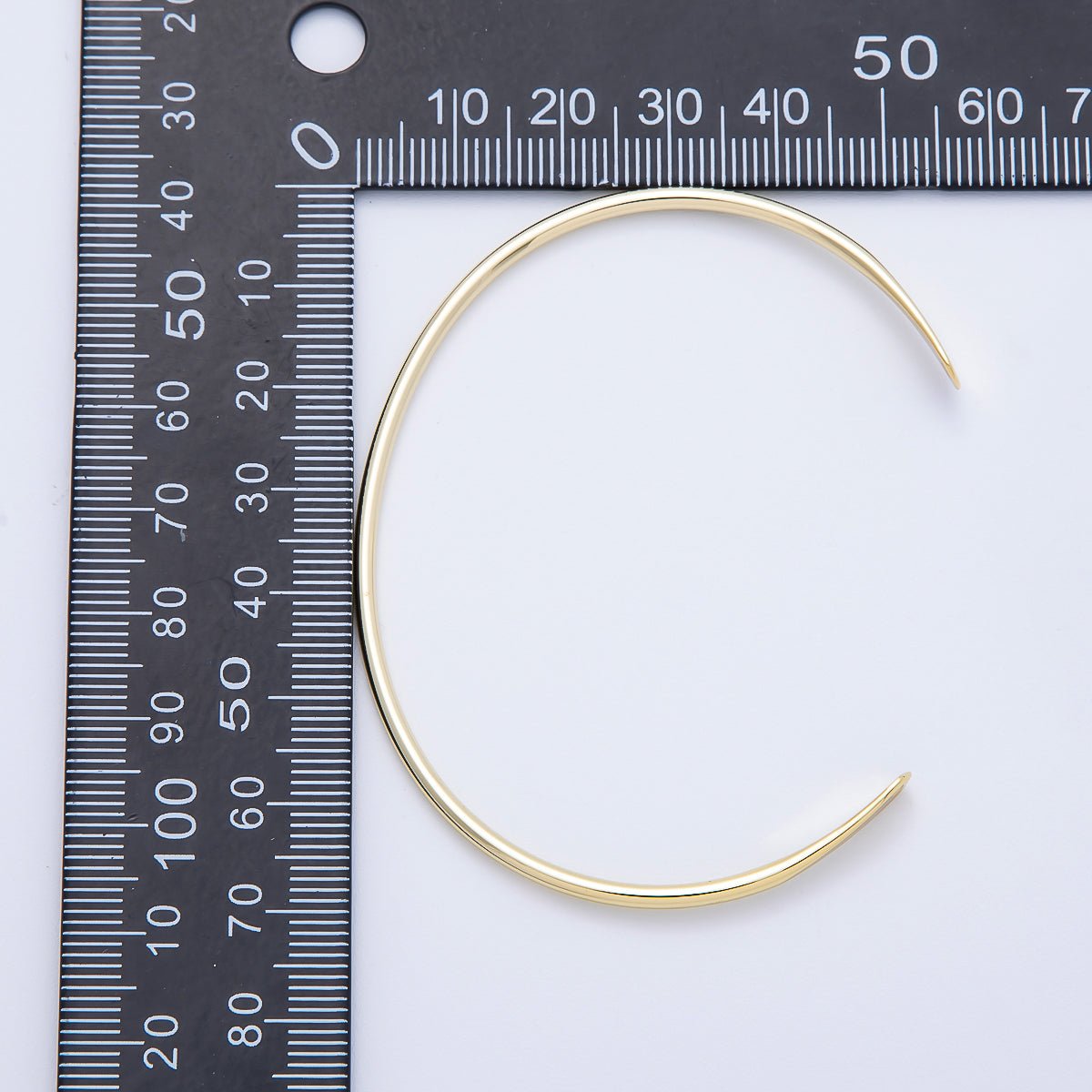 16K Gold Filled 2mm Plain Tube Cuff Unfinished Half Bangle Bracelet | WA - 04458 - DLUXCA