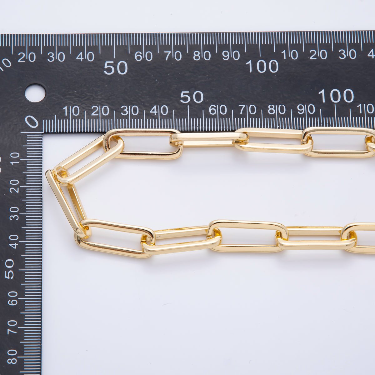 16K Gold Filled 2mm Unfinished Thick Link Elongated Paperclip Chain by Yard | ROLL - 1690 - DLUXCA
