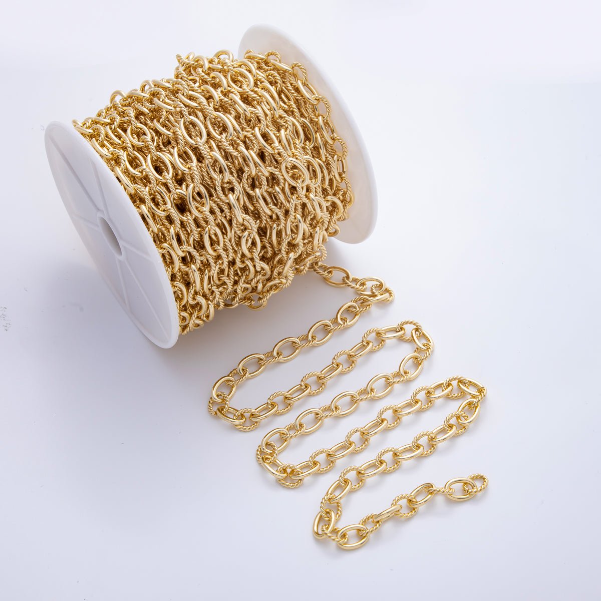 16K Gold Filled 2mm Unfinished Twist Link Rollo Fancy Chain by Yard | ROLL - 1692 - DLUXCA