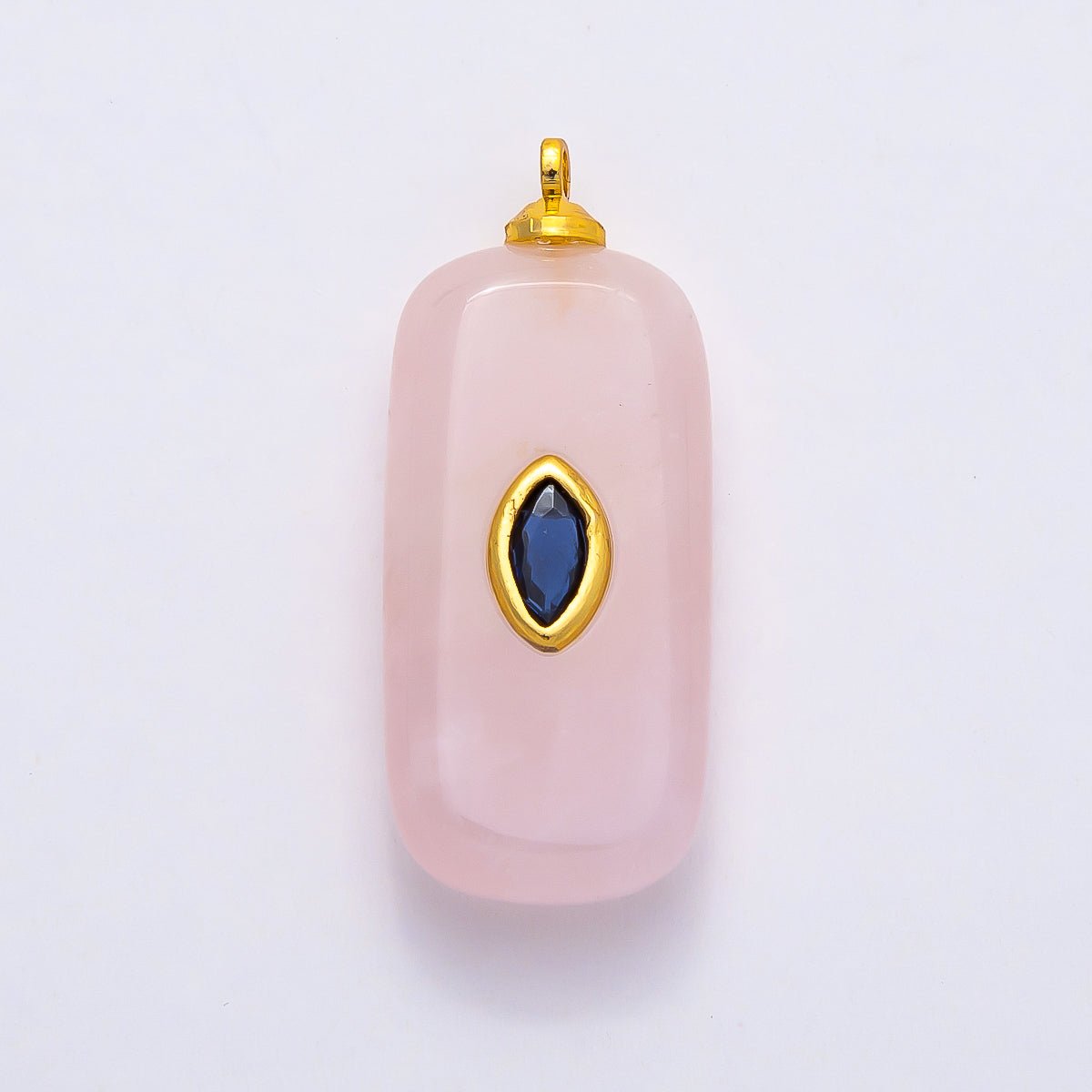 16K Gold Filled 30mm Multicolor CZ Embedded Gemstone Rectangular Pendant | Charms - 00826 ~ Charms - 00833 - DLUXCA