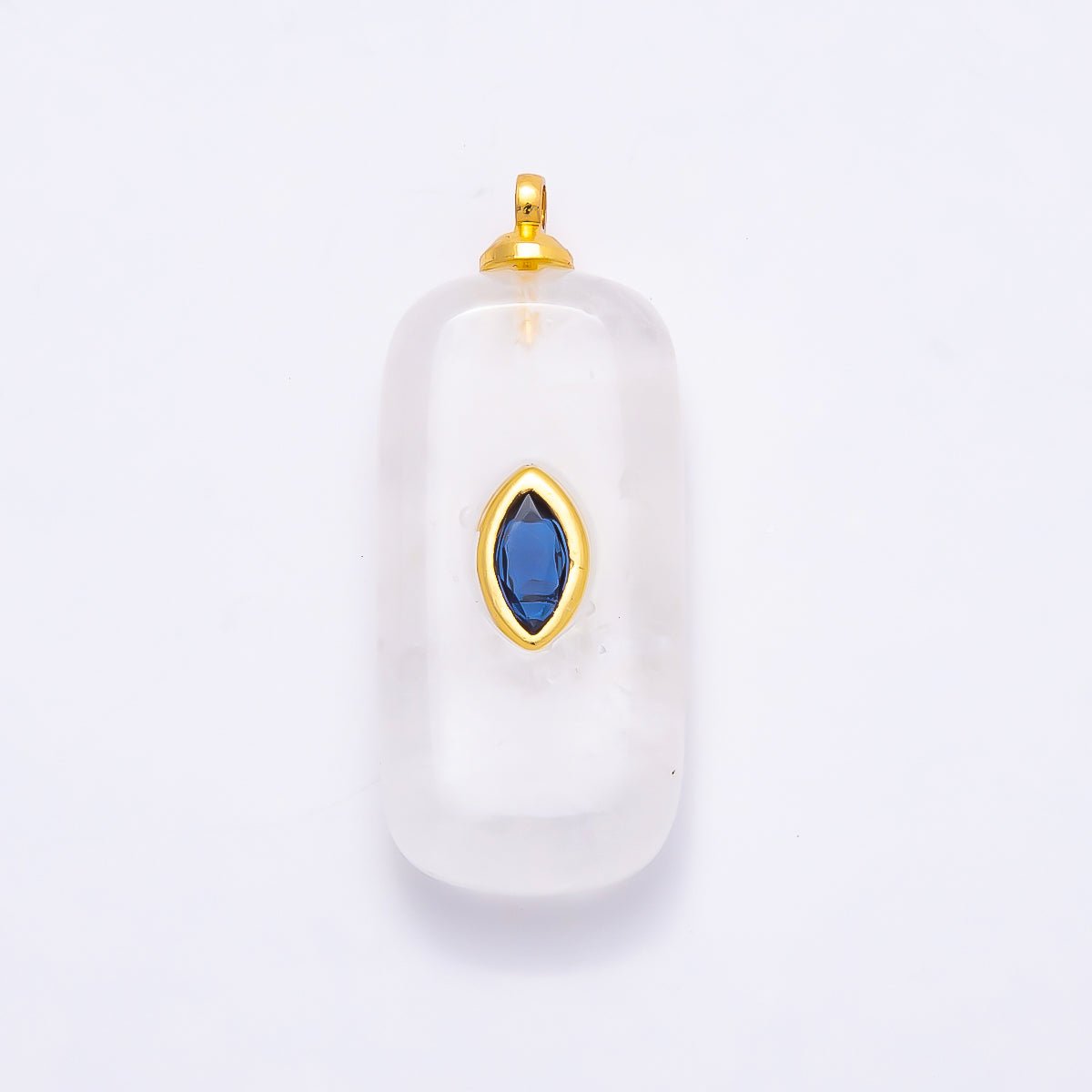 16K Gold Filled 30mm Multicolor CZ Embedded Gemstone Rectangular Pendant | Charms - 00826 ~ Charms - 00833 - DLUXCA