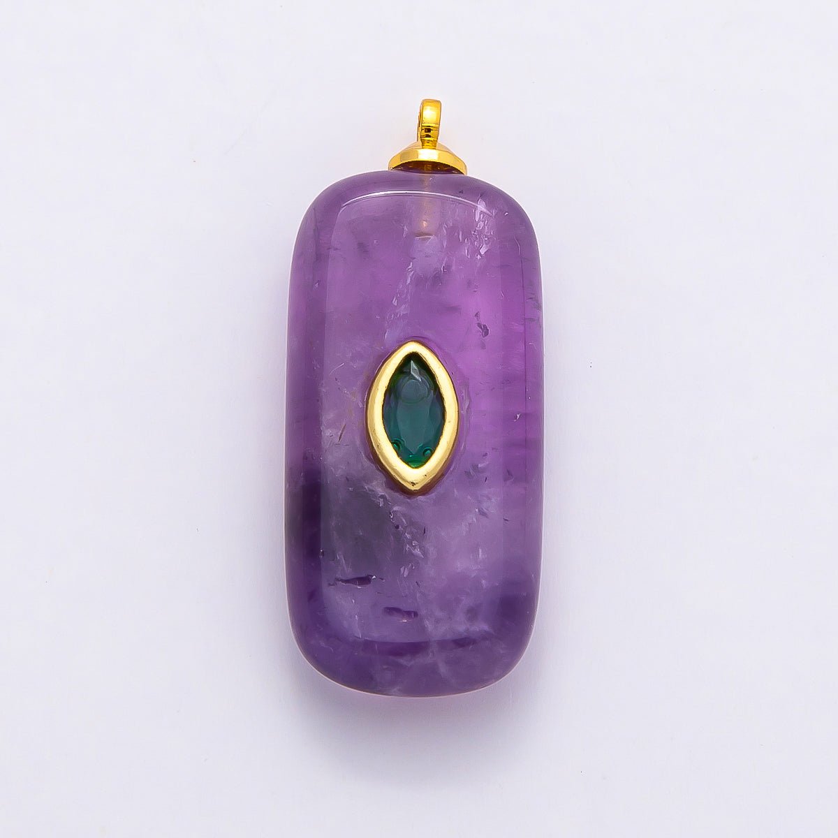 16K Gold Filled 30mm Multicolor CZ Embedded Gemstone Rectangular Pendant | Charms - 00826 ~ Charms - 00833 - DLUXCA