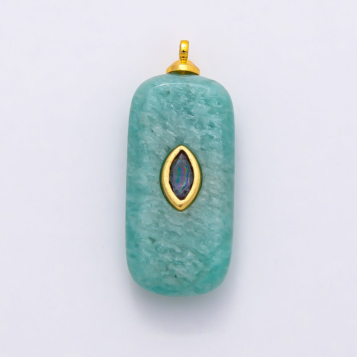 16K Gold Filled 30mm Multicolor CZ Embedded Gemstone Rectangular Pendant | Charms - 00826 ~ Charms - 00833 - DLUXCA