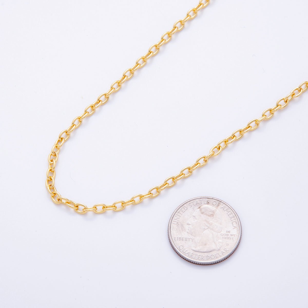 16K Gold Filled 3.2mm Minimalist Cable Unfinished Chain by Yard | Roll - 1565 - DLUXCA